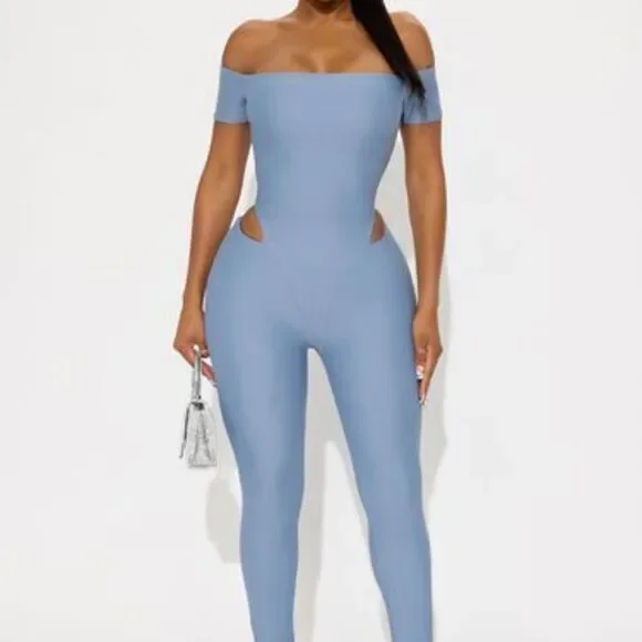 Isla Double Lined Jumpsuit - Dusty Blue - XS - Picture 1 of 1